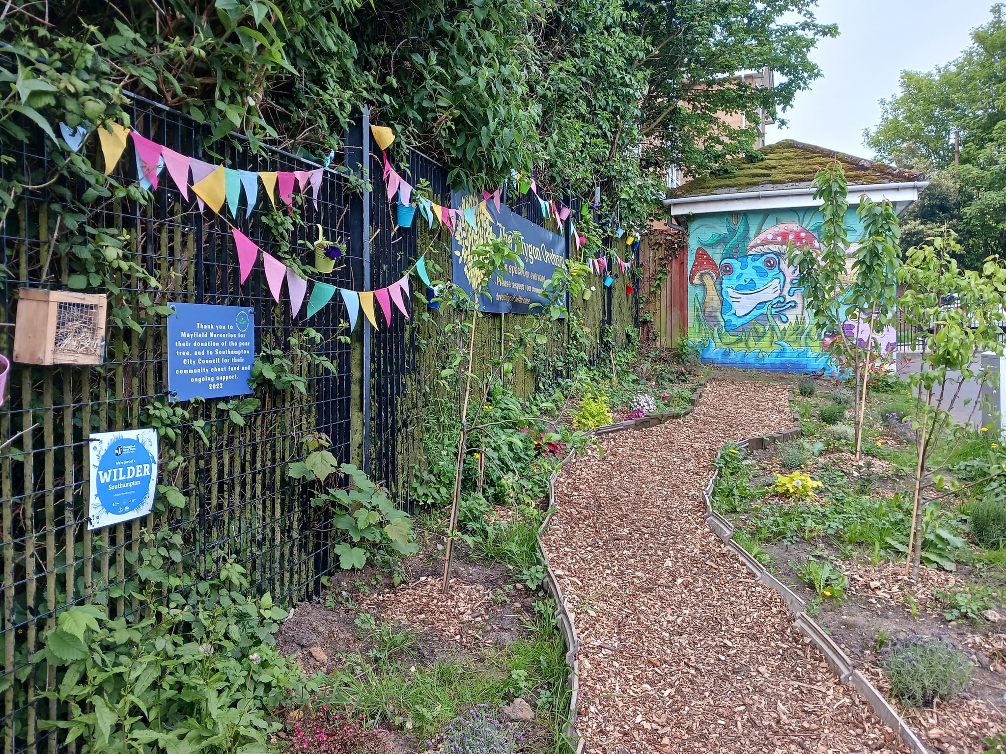 Polygon Orchard with path and plants pictured 